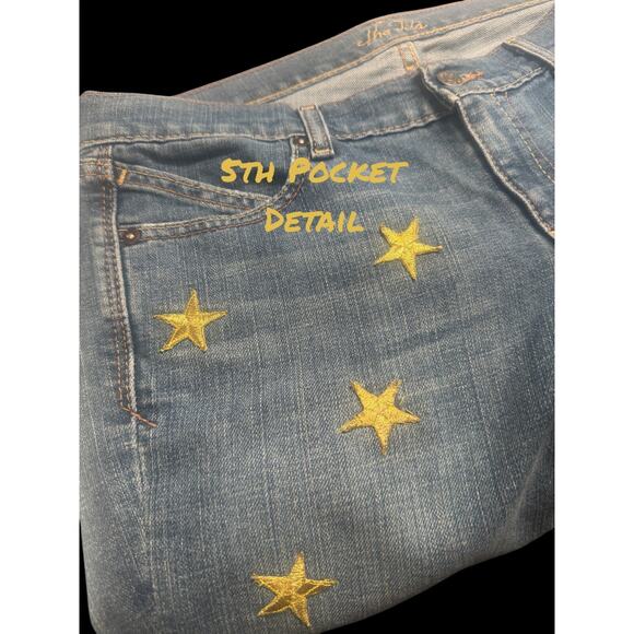 "the DIVA" Womens JEANS with STRETCH Game~Day Party GLAM EMBELLISHED GOLD STARS - Picture 6 of 13